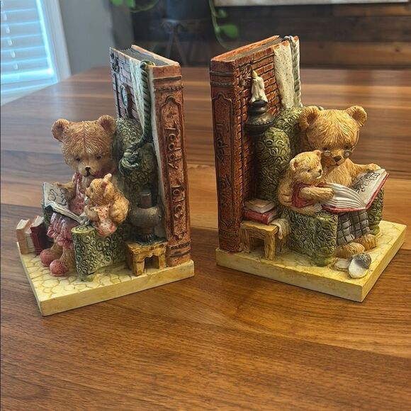 Vintage 1994 Mann Set of Teddy Bear Book Ends Teddy Tales Heavy - Picture 1 of 10